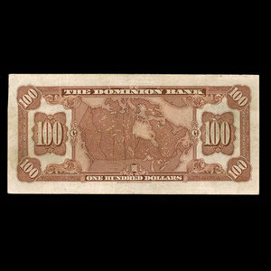 Canada, Dominion Bank, 100 dollars : 1 février 1931