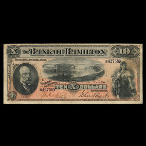 Canada, Bank of Hamilton, 10 dollars : 1 juin 1892