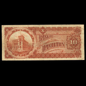 Canada, Bank of Hamilton, 10 dollars : 1 juin 1892