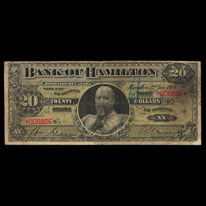 Canada, Bank of Hamilton, 20 dollars : 2 janvier 1904