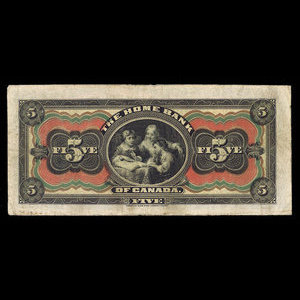 Canada, Home Bank of Canada, 5 dollars : 1 mars 1917