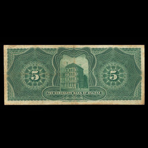 Canada, Merchants' Bank of Halifax, 5 dollars : 1 juin 1894