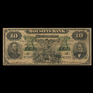 Canada, Molsons Bank, 10 dollars : 2 juillet 1901