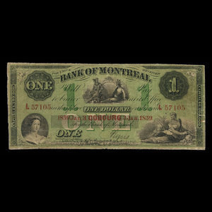 Canada, Banque de Montréal, 1 dollar : 3 janvier 1859