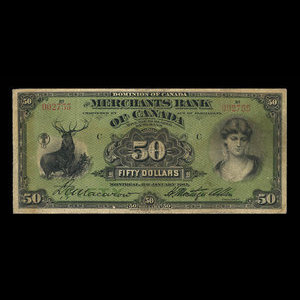 Canada, Merchants Bank of Canada (The), 50 dollars : 3 janvier 1917