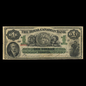 Canada, Royal Canadian Bank, 1 dollar : 26 juillet 1865