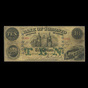 Canada, Bank of Toronto (The), 10 dollars : 1 juillet 1887