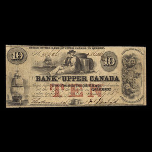 Canada, Bank of Upper Canada (York), 10 dollars : 7 janvier 1857