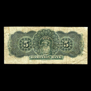 Canada, Dominion Bank, 5 dollars : 2 janvier 1900