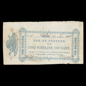 Canada, La Société de Défricheurs de la Rivière aux Sables, 5 shillings : 19 juin 1848