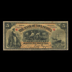 Canada, Banque Nouvelle-Écosse, 5 dollars : 1 juin 1898