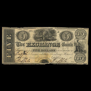 Canada, Exchange Bank Company of Chippewa, 5 dollars : 1838