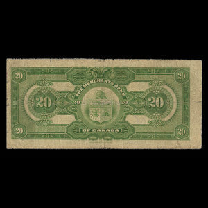 Canada, Merchants Bank of Canada (The), 20 dollars : 3 janvier 1917