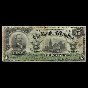 Canada, Bank of Ottawa (The), 5 dollars : 2 janvier 1895