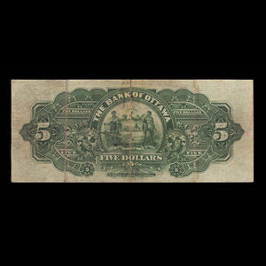 Canada, Bank of Ottawa (The), 5 dollars : 2 janvier 1895