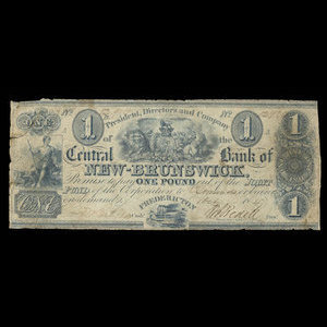 Canada, Central Bank of New Brunswick, 1 livre(anglaise) : 7 octobre 1847