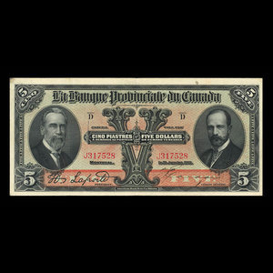 Canada, Banque Provinciale du Canada, 5 dollars : 31 janvier 1919