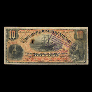 Canada, Union Bank of Newfoundland, 10 dollars : 1 mai 1889