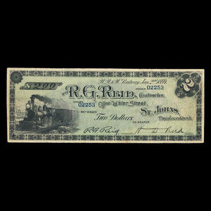 Canada, R.G. Reid, 2 dollars : 2 janvier 1894