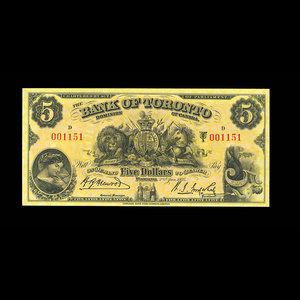 Canada, Bank of Toronto (The), 5 dollars : 2 janvier 1935