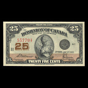 Canada, Dominion du Canada, 25 cents : 2 juillet 1923