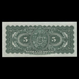 Canada, Banque Canadienne Nationale, 5 dollars : 1 février 1925