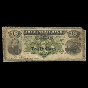 Canada, Central Bank of Canada, 10 dollars : 1 janvier 1884