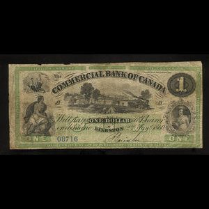 Canada, Commercial Bank of Canada, 1 dollar : 2 janvier 1860