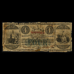 Canada, Bank of British North America, 4 dollars : 1 janvier 1856