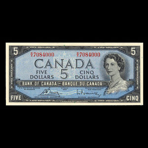 Canada, Banque du Canada, 5 dollars : 1954