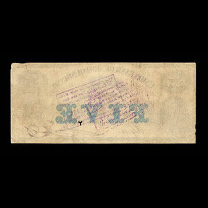 Canada, Union Bank of Newfoundland, 5 livres(anglaise) : 2 octobre 1865