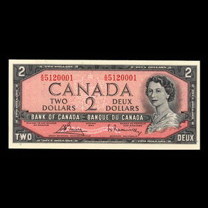 Canada, Banque du Canada, 2 dollars : 1954