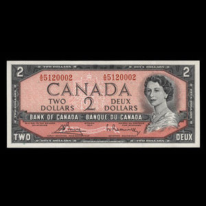 Canada, Banque du Canada, 2 dollars : 1954