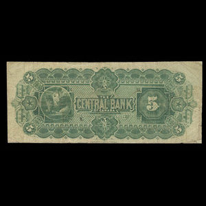 Canada, Central Bank of Canada, 5 dollars : 1 janvier 1884