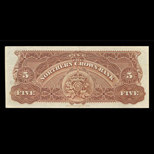 Canada, Northern Crown Bank, 5 dollars : 2 juillet 1908