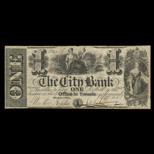 Canada, Banque de la Cité, 1 dollar : 1 octobre 1850