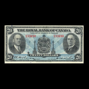 Canada, Banque Royale du Canada, 20 dollars : 3 janvier 1935