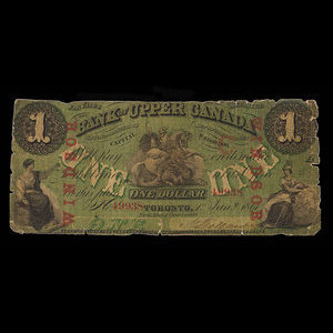 Canada, Bank of Upper Canada (York), 1 dollar : 1 janvier 1861