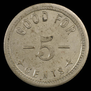 Canada, A. Bain, 5 cents : 1887