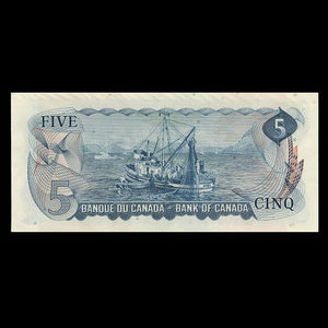 Canada, Banque du Canada, 5 dollars : 1972