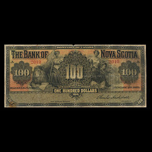 Canada, Banque Nouvelle-Écosse, 100 dollars : 2 janvier 1919