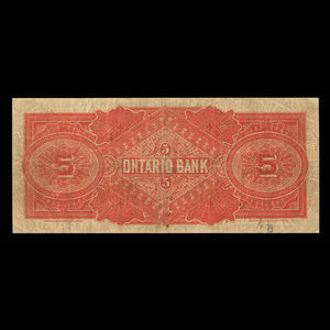 Canada, Ontario Bank, 5 dollars : 1 juin 1888