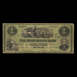 Canada, Merchants Bank (The), 1 dollar : 1 juin 1864