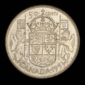 Canada, Élisabeth II, 50 cents : 1953