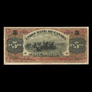 Canada, Union Bank of Canada (The), 5 dollars : 1 juin 1903