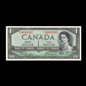 Canada, Banque du Canada, 1 dollar : 1954