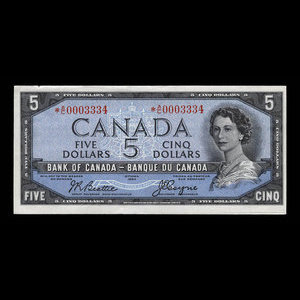 Canada, Banque du Canada, 5 dollars : 1954