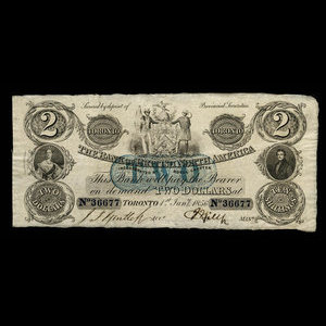 Canada, Bank of British North America, 2 dollars : 1 janvier 1856