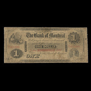 Canada, Banque de Montréal, 1 dollar : 2 janvier 1857