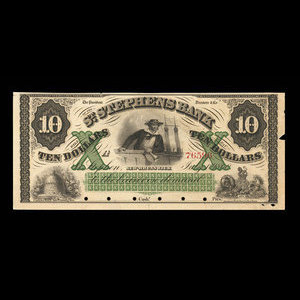 Canada, St. Stephen's Bank, 10 dollars : 1 juillet 1860